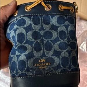 Coach Navy and Gold Mini Bag
